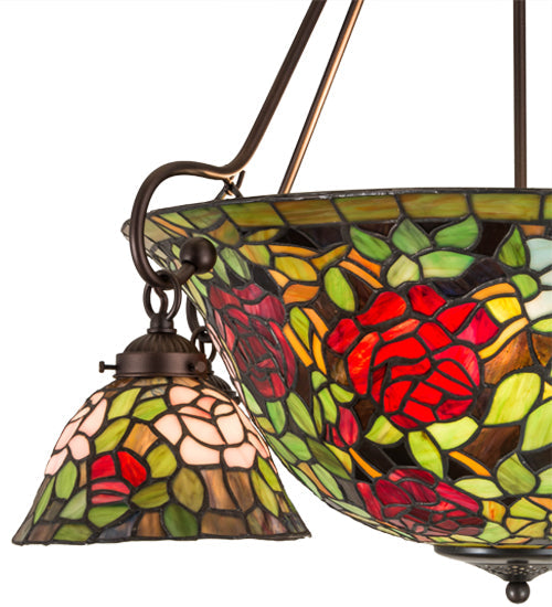 Meyda Lighting Tiffany Rosebush 36" 10-Light Mahogany Bronze Chandelier With Multi-Colored Shade Glass
