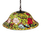 Meyda Lighting Tiffany Rosebush 36446 20" 3-Light Mahogany Bronze Pendant Light With Multi-Colored Shade Glass