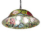 Meyda Lighting Tiffany Rosebush 36446 20" 3-Light Mahogany Bronze Pendant Light With Multi-Colored Shade Glass