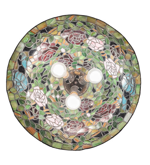 Meyda Lighting Tiffany Rosebush 36446 20" 3-Light Mahogany Bronze Pendant Light With Multi-Colored Shade Glass