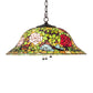 Meyda Lighting Tiffany Rosebush 36446 20" 3-Light Mahogany Bronze Pendant Light With Multi-Colored Shade Glass