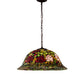 Meyda Lighting Tiffany Rosebush 46583 24" 3-Light Mahogany Bronze Pendant Light With Multi-Colored Stained Shade Glass