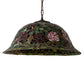 Meyda Lighting Tiffany Rosebush 46583 24" 3-Light Mahogany Bronze Pendant Light With Multi-Colored Stained Shade Glass