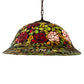 Meyda Lighting Tiffany Rosebush 46583 24" 3-Light Mahogany Bronze Pendant Light With Multi-Colored Stained Shade Glass