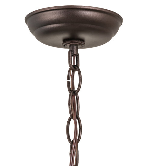Meyda Lighting Tiffany Rosebush 72651 32" 6-Light Mahogany Bronze Chandelier With Multi-Colored Shade Glass