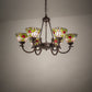 Meyda Lighting Tiffany Rosebush 72651 32" 6-Light Mahogany Bronze Chandelier With Multi-Colored Shade Glass