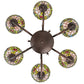 Meyda Lighting Tiffany Rosebush 72651 32" 6-Light Mahogany Bronze Chandelier With Multi-Colored Shade Glass