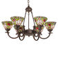 Meyda Lighting Tiffany Rosebush 72651 32" 6-Light Mahogany Bronze Chandelier With Multi-Colored Shade Glass