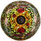 Meyda Lighting Tiffany Rosebush 77786 24" 3-Light Mahogany Bronze Inverted Pendant Light With Multi-Colored Stained Shade Glass