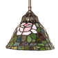 Meyda Lighting Tiffany Rosebush 8" Mahogany Bronze Mini Pendant Light With Multi-Colored Stained Shade Glass