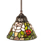 Meyda Lighting Tiffany Rosebush 8" Mahogany Bronze Mini Pendant Light With Multi-Colored Stained Shade Glass