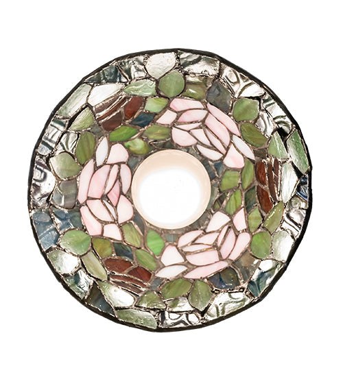 Meyda Lighting Tiffany Rosebush 8" Mahogany Bronze Mini Pendant Light With Multi-Colored Stained Shade Glass