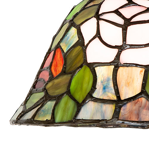 Meyda Lighting Tiffany Rosebush 8" Mahogany Bronze Mini Pendant Light With Multi-Colored Stained Shade Glass