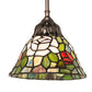 Meyda Lighting Tiffany Rosebush 8" Mahogany Bronze Mini Pendant Light With Multi-Colored Stained Shade Glass