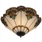 Meyda Lighting Tiffany Shell With Jewels 20" 3-Light Mahogany Bronze Inverted Pendant Light With Multi-Colored Shade Glass