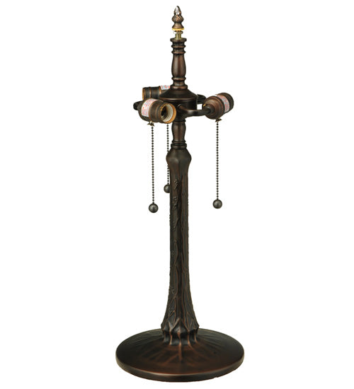 Meyda Lighting Tiffany Tree 23" 3-Light Mahogany Bronze Table Lamp Base
