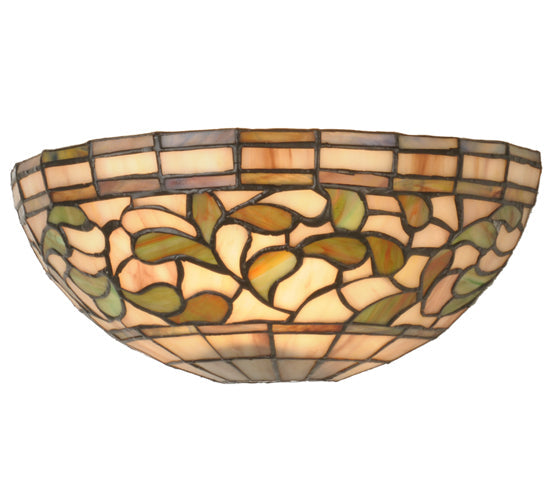 Meyda Lighting Tiffany Turning Leaf 12" Wall Sconce With Multi-Colored Shade Glass