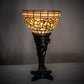 Meyda Lighting Tiffany Turning Leaf 15" Mahogany Bronze Mini Table Lamp With Multi-Colored Stained Shade Glass
