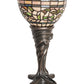 Meyda Lighting Tiffany Turning Leaf 15" Mahogany Bronze Mini Table Lamp With Multi-Colored Stained Shade Glass