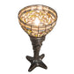 Meyda Lighting Tiffany Turning Leaf 15" Mahogany Bronze Mini Table Lamp With Multi-Colored Stained Shade Glass