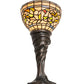 Meyda Lighting Tiffany Turning Leaf 15" Mahogany Bronze Mini Table Lamp With Multi-Colored Stained Shade Glass