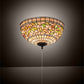 Meyda Lighting Tiffany Turning Leaf 16" 3-Light Mahogany Bronze Flush Mount Light With Multi-Colored Shade Glass