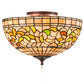 Meyda Lighting Tiffany Turning Leaf 16" 3-Light Mahogany Bronze Flush Mount Light With Multi-Colored Shade Glass