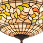 Meyda Lighting Tiffany Turning Leaf 16" 3-Light Mahogany Bronze Flush Mount Light With Multi-Colored Shade Glass