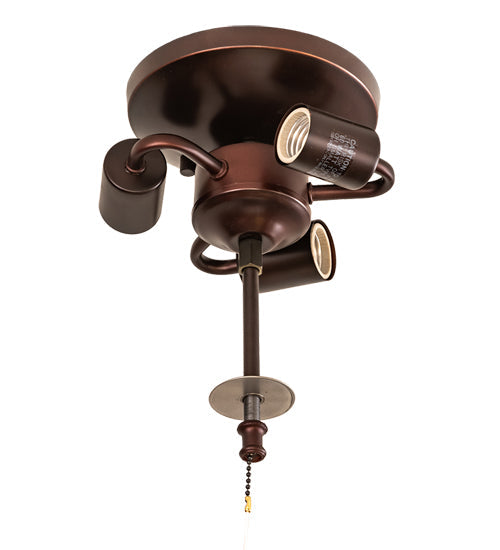Meyda Lighting Tiffany Turning Leaf 16" 3-Light Mahogany Bronze Flush Mount Light With Multi-Colored Shade Glass
