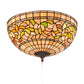 Meyda Lighting Tiffany Turning Leaf 16" 3-Light Mahogany Bronze Flush Mount Light With Multi-Colored Shade Glass