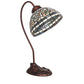Meyda Lighting Tiffany Turning Leaf 18" Mahogany Bronze Desk Table Lamp With Multi-Colored Stained Shade Glass