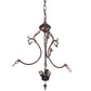 Meyda Lighting Tiffany Turning Leaf 20" 3-Light Mahogany Bronze Inverted Pendant Light With Green & Beige Shade Glass