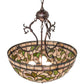 Meyda Lighting Tiffany Turning Leaf 20" 3-Light Mahogany Bronze Inverted Pendant Light With Green & Beige Shade Glass