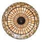 Meyda Lighting Tiffany Turning Leaf 20" 3-Light Mahogany Bronze Inverted Pendant Light With Green & Beige Shade Glass
