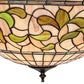 Meyda Lighting Tiffany Turning Leaf 20" 3-Light Mahogany Bronze Inverted Pendant Light With Green & Beige Shade Glass