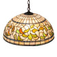 Meyda Lighting Tiffany Turning Leaf 20" 3-Light Mahogany Bronze Pendant Light With Green & Beige Stained Shade Glass