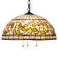 Meyda Lighting Tiffany Turning Leaf 20" 3-Light Mahogany Bronze Pendant Light With Green & Beige Stained Shade Glass