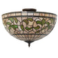 Meyda Lighting Tiffany Turning Leaf 20" 3-Light Mahogany Bronze Semi-flush Mount Light With Mauve & Beige Stained Shade Glass