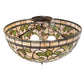 Meyda Lighting Tiffany Turning Leaf 20" 3-Light Mahogany Bronze Semi-flush Mount Light With Mauve & Beige Stained Shade Glass