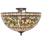 Meyda Lighting Tiffany Turning Leaf 20" 3-Light Mahogany Bronze Semi-flush Mount Light With Mauve & Beige Stained Shade Glass