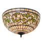 Meyda Lighting Tiffany Turning Leaf 20" 3-Light Mahogany Bronze Semi-flush Mount Light With Mauve & Beige Stained Shade Glass
