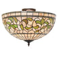Meyda Lighting Tiffany Turning Leaf 20" 3-Light Mahogany Bronze Semi-flush Mount Light With Mauve & Beige Stained Shade Glass