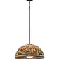 Meyda Lighting Tiffany Turning Leaf 20" Mahogany Bronze Pendant Light With Multi-Colored Shade Glass