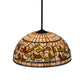 Meyda Lighting Tiffany Turning Leaf 20" Mahogany Bronze Pendant Light With Multi-Colored Shade Glass