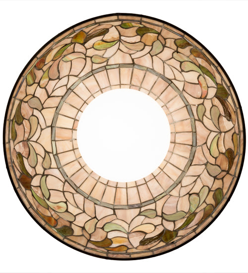 Meyda Lighting Tiffany Turning Leaf 20" Mahogany Bronze Pendant Light With Multi-Colored Shade Glass
