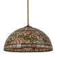 Meyda Lighting Tiffany Turning Leaf 20" Mahogany Bronze Pendant Light With Multi-Colored Stained Shade Glass
