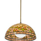 Meyda Lighting Tiffany Turning Leaf 20" Mahogany Bronze Pendant Light With Multi-Colored Stained Shade Glass