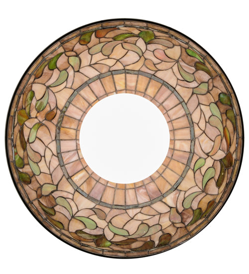 Meyda Lighting Tiffany Turning Leaf 20" Mahogany Bronze Pendant Light With Multi-Colored Stained Shade Glass