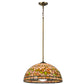Meyda Lighting Tiffany Turning Leaf 20" Mahogany Bronze Pendant Light With Multi-Colored Stained Shade Glass