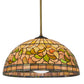 Meyda Lighting Tiffany Turning Leaf 20" Mahogany Bronze Pendant Light With Multi-Colored Stained Shade Glass